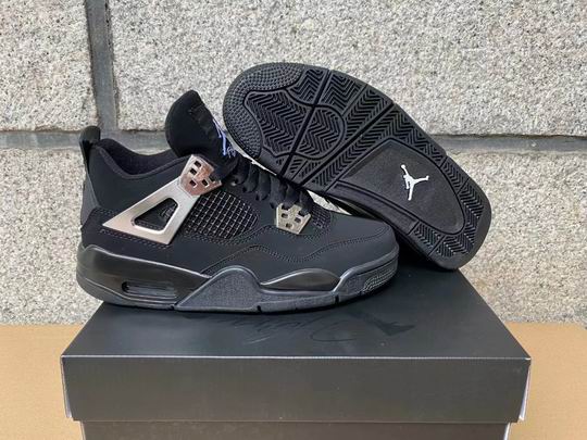 Air Jordan 4 Men's Women's Basketball Shoes AJ4 Black Silver-34